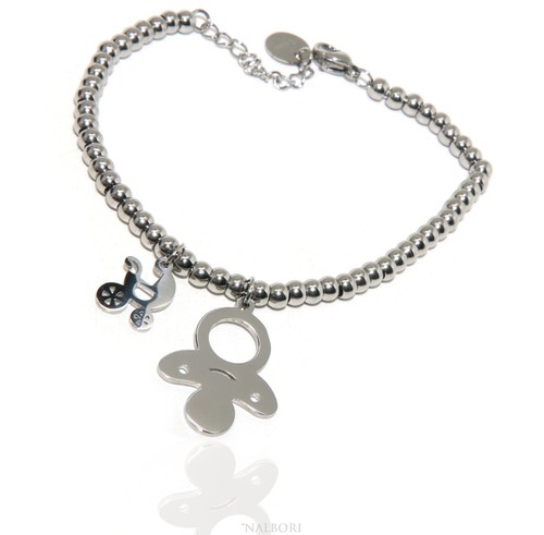 Bracciale acciaio palline - bracciale,
